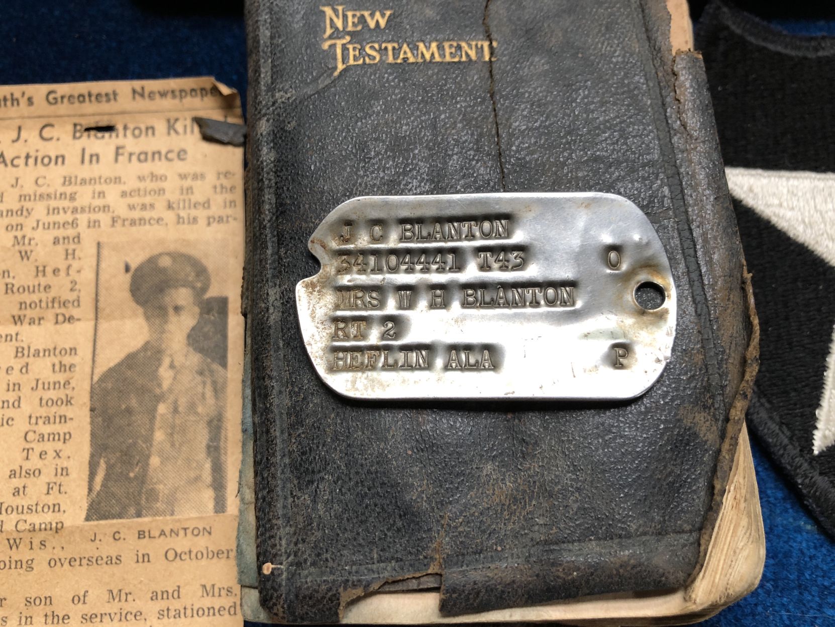 J.C. Blanton's dog tag
